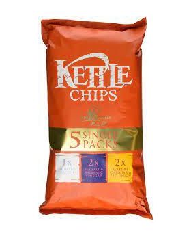 Kettle Chips Mixed box (Lightly Salted, Salt and Vinegar, Cheddar and Onion) 30g