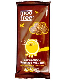 ** Moo Free ORG Caramelised Hazelnut Nibs Chocolate 100g