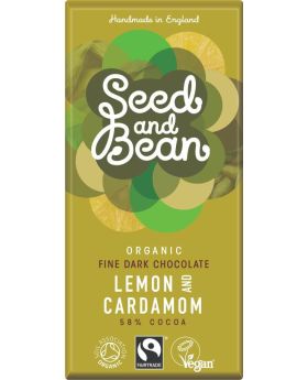 Seed & Bean Organic & Fairtrade Dark Lemon & Cardamom Choc 75g